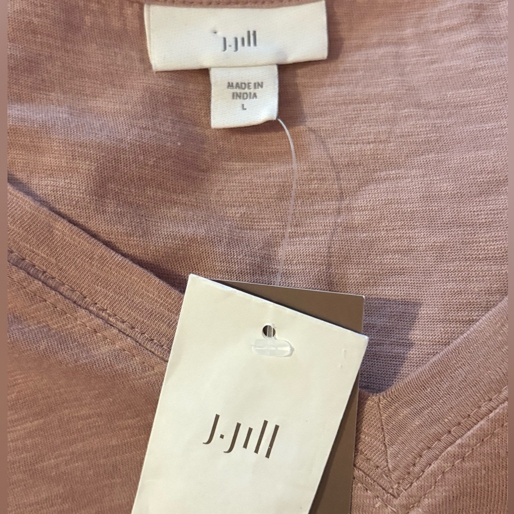 J. Jill Women’s Blush Pink Tunic Long Sleeve V- Neck Cotton Blend Size L NWT - Picture 3 of 5